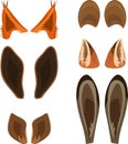 Set of cartoon ears of wild animals